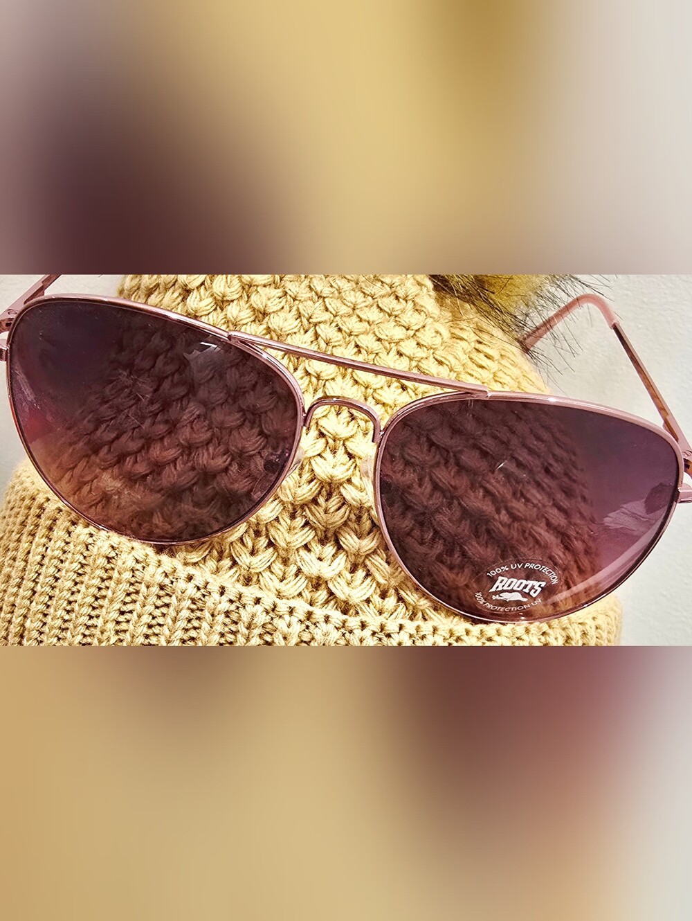 NEW! Roots Women's Rose-Tinted Aviator Sunglasses